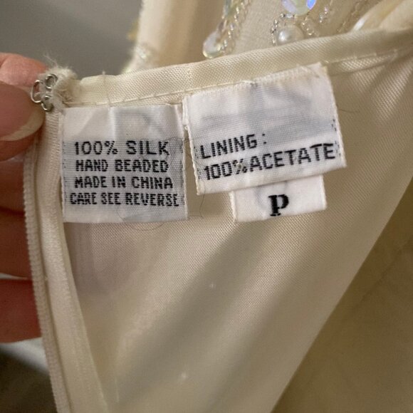 Lillie Rubin Stunning Vintage Cream Silk Beaded & Sequined Evening Dress Size 6 - Picture 12 of 14